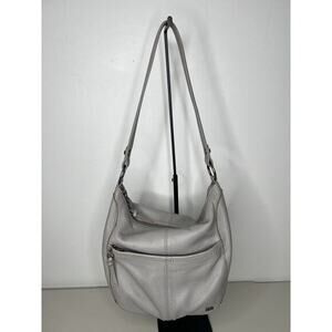 The Sak Gray Leather Hobo Shoulder Bag Purse